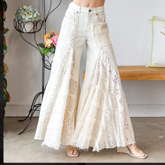 OLI and HALI LACE GROOVY WIDE LEG PANTS WOMEN'S FLARE JEANS  LAST PAIRS! - Picture 2 of 5